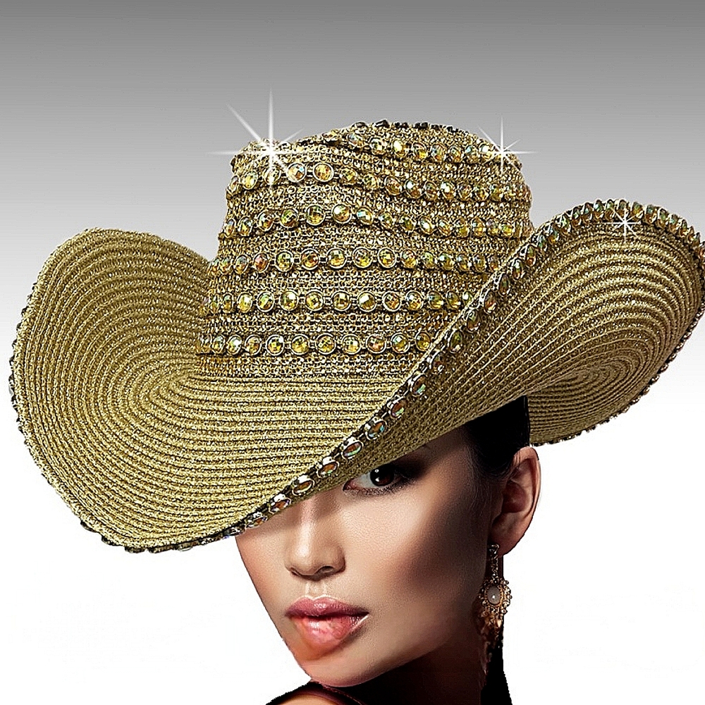 Exquisite Couture Handmade Pave Jeweled Beyoncé Inspired Cowboy Hat Country Girl